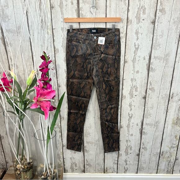 Paige - NWT Hoxton Snakeskin Skinny Jeans - Picture 2 of 8